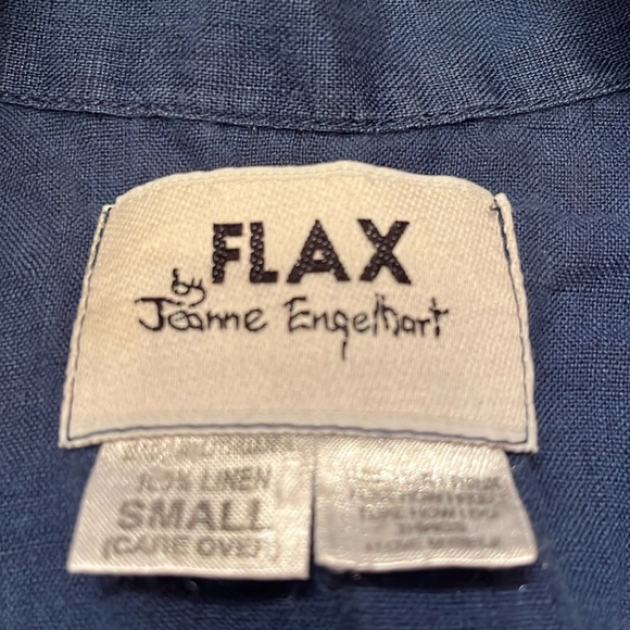 Flax by Jeanne Englehart Womens Small Linen Sleeveless Button Down Blouse Blue - Picture 8 of 10